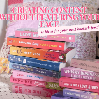 a stack of books with the text 'creating content without showing your face' on top