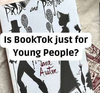 A selection of books with the text Is BookTok just for young people? Overlaid