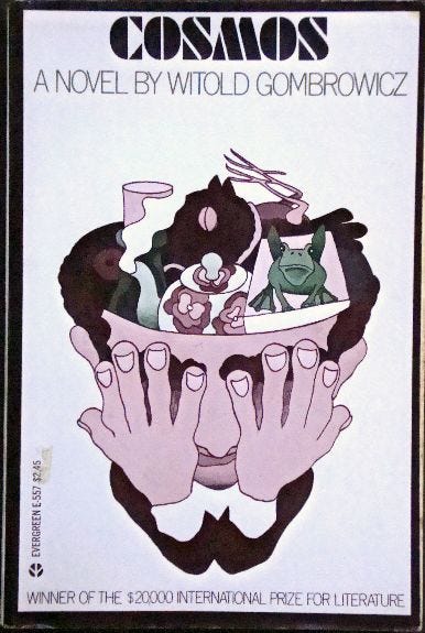 a cartoon head with hands over eyes. The top of the head is removed to show lots of abstract objects